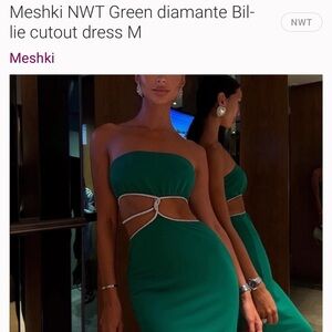 Meshki Emerald Cutout Dress with Diamante Accents